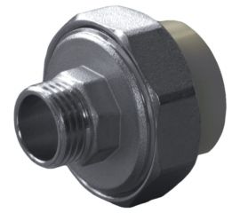 Разъемная муфта ПОЛИТЭК с наруж.рез. 25x1/2 PPR, серый 9800002512с 