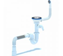 Сифон АНИ Пласт 3 1/2""х40 с круглым переливом, с отводом для стиральной машины D1042 SP VIG 