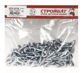 Цепь Стройбат DIN 766, короткое звено, 4 мм, белый цинк, 3 м 261690 