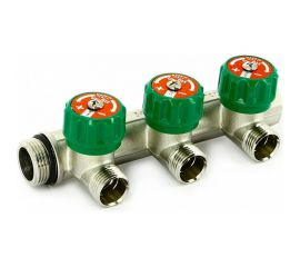 Коллектор Uni-Fitt НВ 3/4"" 3х1/2"" Н 50 мм с выходами под 90, никелированный с вентилями 410N3230 