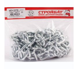 Цепь Стройбат DIN 766, короткое звено, 5 мм, белый цинк, 3 м 261710 