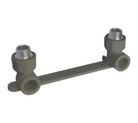 Двойной угольник ПОЛИТЭК настенный комплект, 20x1/2 с нар.р. PPRC, серый 9600102012с 