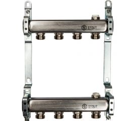 Коллектор из нержавеющей стали для радиаторной разводки STOUT 4 выхода SMS 0923 000004 