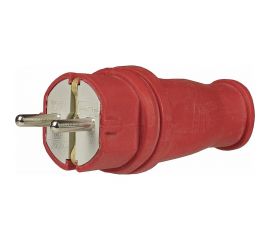 Электрическая пряма вилка Alfa каучуковая, с заземлением 16А, 250В, Красная 20200002 
