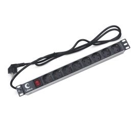 Блок евророзеток Cabeus горизонтальный, 8 розеток, 16 A, выключатель, шнур 2м, PDU-8P-2EU 