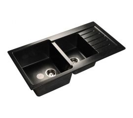 Мойка GRANFEST PRACTIK GF-P 980 KL мрамор, 2 чаши, с крылом, 980х510 мм, черный P-980 KL 