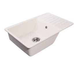 Мойка GranFest QUARZ чаша+крыло, 760х480 мм, белый 72 