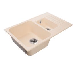 Мойка GranFest QUARZ 1.5-чаш+кр. 740*480 бежевый 21К бежевый 