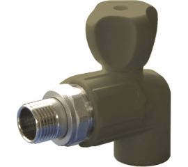 Радиаторный кран ПОЛИТЭК 25x3/4 угловой PPR, серый (20/60), 9999022534с 