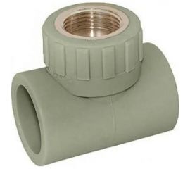 Комбинированный тройник ПОЛИТЭК 40x1 1/4 с внутренней резьбой PPRC серый 9500004014с 