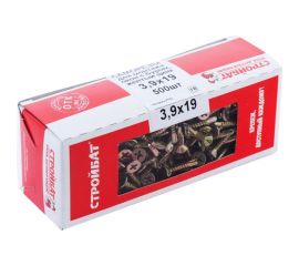 Саморезы для монтажа окон Стройбат желтый цинк с буром 3.9х19 мм 500 шт. 2540525 / 310530 