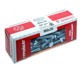 Оцинкованные болты Стройбат DIN 933 М6х30 60 шт. 2630017/005471 