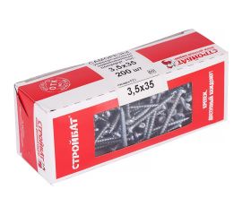 Универсальные саморезы Стройбат полукруглая головка 3,5x35 белый цинк 200 шт. 304990 