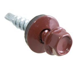 Кровельные саморезы с буром Стройбат 4,8x19 темно-красный 300 шт 275380 