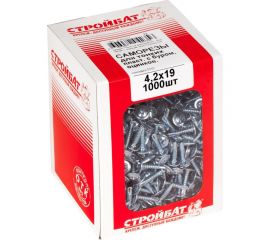Саморезы Стройбат для тонких пластин с буром оцинкованные 4.2x19 мм 1000 шт. 203670 