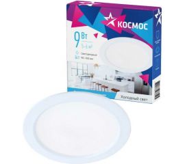 Светодиодная панель КОСМОС круглая, цвет белый, DownL 9W, 180-265В, 6400K, KDownL9W6400K 