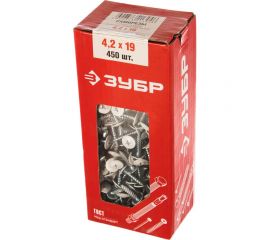 Саморезы с прессшайбой по листовому металлу до 0,9 мм Зубр RAL-9003 PH2 4,2х19 мм 450шт 300191-42-019-9003 