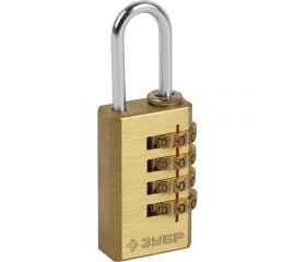 Замок навесной мини ЗУБР Профессионал, латунный корпус, кодовый, 4 диска 37118-2_z02 