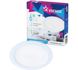 Светодиодная панель КОСМОС круглая, цвет белый, DownL 6W, 180-265В, 6400K, KDownL6W6400K 