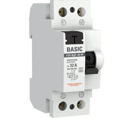 Устройство защитного отключения EKF, УЗО 2P 32А/30мА Basic elcb-2-32-30e-sim 