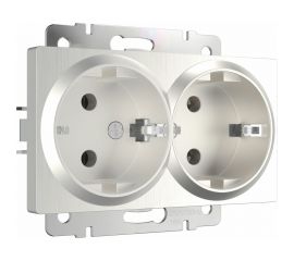Двойная розетка WERKEL W1172013 с заземлением перламутровый рифленый a051175 
