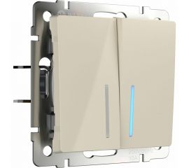 Двухклавишный проходной выключатель WERKEL W1122103/ с подсветкой (слоновая кость) a051477 