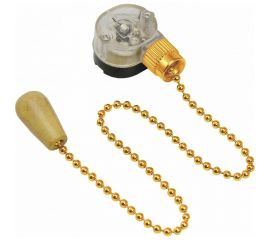 Выключатель для бра REXANT с цепочкой 270 мм и деревянным наконечником Gold 10 шт 32-0106 