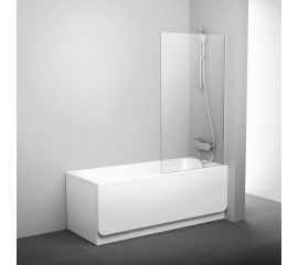 Перегородка (шторка, ширма) на борт ванны неподвижная Ravak PVS1-80 профиль блестящий, прозрачное стекло 79840C00Z1 00000042903 