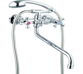 Смеситель для ванны G-lauf с круглым, длинным поворотным изливом 360°, с душевой лейкой, хром QFR7-A827 