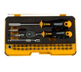 Набор бит Felo ERGONIC SL/HEX/PH/PZ/Tx/SQ/SPANNER/BH/MS с трещоткой и отвертка с держателем бит в кейсе, 36 шт 05783606 