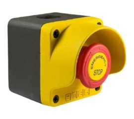 Металлический пост Emas желто-серый с аварийной кнопкой M1C200EE, M1C200EE 