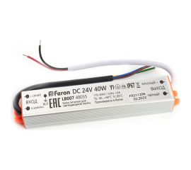 Электронный трансформатор для светодиодной ленты FERON 40W 24V (драйвер), LB007, 48055 
