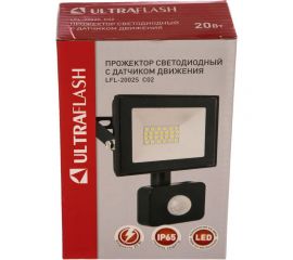 Прожектор Ultraflash LFL-2002S C02 черный LED с датчиком 230В, 6500К 13329 