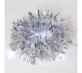 Светодиодная гирлянда NEON-NIGHT Мишура серебряная, 10LED, 1,5м белый свет свечения 2хАА 304-011 
