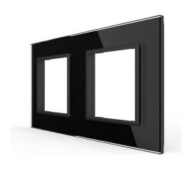 Рамка для розетки LIVOLO 2 поста, цвет черный, стекло BB-C7-SR/SR-12 
