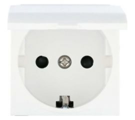 Розетка LK Studio с заземляющим контактом, шторками и крышкой, белый LK45 851504-1 