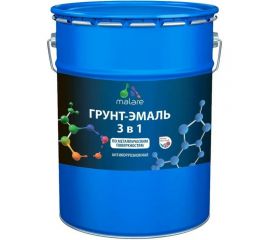Грунт-Эмаль MALARE 3 в 1 по ржавчине, акриловая, зеленый, матовая, 20 кг 7930085241438 