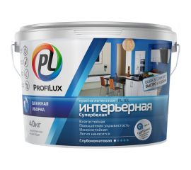 ВД краска латексная Profilux PL- 10L интерьерная влагостойкая супербелая 40 кг Н0000001064 