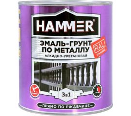 Эмаль-грунт по металлу HAMMER 3в1 АУ п/гл RAL 5005 сигнал. синий 2,7 кг ЭК000133629 