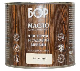 Деревозащитное масло для террас и садовой мебели Бор бесцветное, банка 1,7 кг 4690417061464 