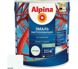 Эмаль по ржавчине ALPINA (быстросохнущая; RAL 9003; 2.5 л) 948104271 
