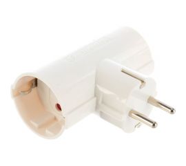 Адаптер Т-образный, два гнезда, 16A, с заземлением, белый Electraline 55071 