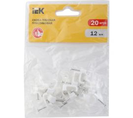 Скоба IEK 12 мм, плоская, пластиковая, 20 шт. USK21-12-020 