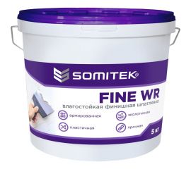 Влагостойкая финишная шпатлевка SOMITEK fine wr 5 кг 36009 