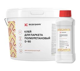 Полиуретановый клей ECOROOM 2К D-90 для паркета, 10 кг, комплект из 2-х частей: А+Б Е-PUКлей -14488 