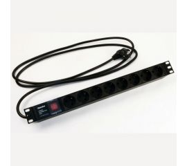Блок розеток для 19"" шкафов Hyperline горизонтальный, 8 розеток Schuko, черный, 397034 