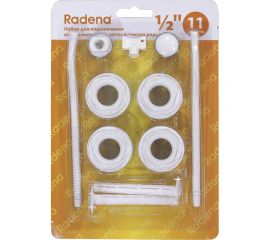 Набор для подключения Radena CN-RA 11 предметов (перех.1х1/2лев, пр.-по 2 шт, загл, кр.Маевск, ключ+2 плоск. кроншт. 9 мм) 011090221 