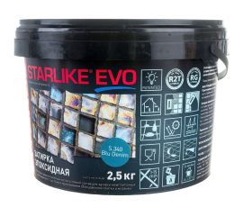 Эпоксидный состав для укладки и затирки мозаики и керамической плитки LITOKOL STARLIKE EVO S.340 BLU DENIM 2.5 кг 485350003 