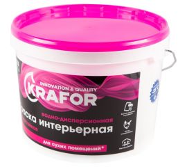 Интерьерная краска KRAFOR водно-дисперсная суперстойкая 14 кг 26964 