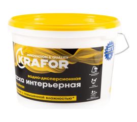 Интерьерная краска KRAFOR водно-дисперсная латексная влагостойкая 3 кг 26965 